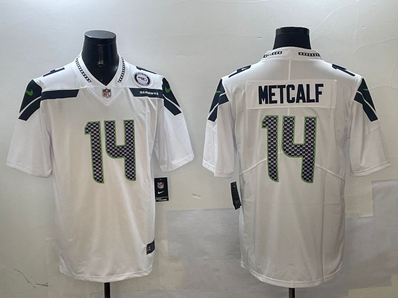 Men Seattle Seahawks 14 Metcalf White Second generation 2025 Nike Limited NFL Jersey style 2